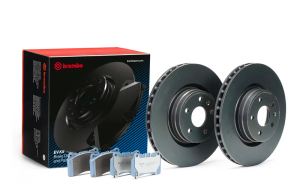 Chevrolet Corvette Brake Kit - Front + Rear - R1 Concepts - Drill/Slot Rotors + Perf Sport Pads - Carbon Coated - `14-`19